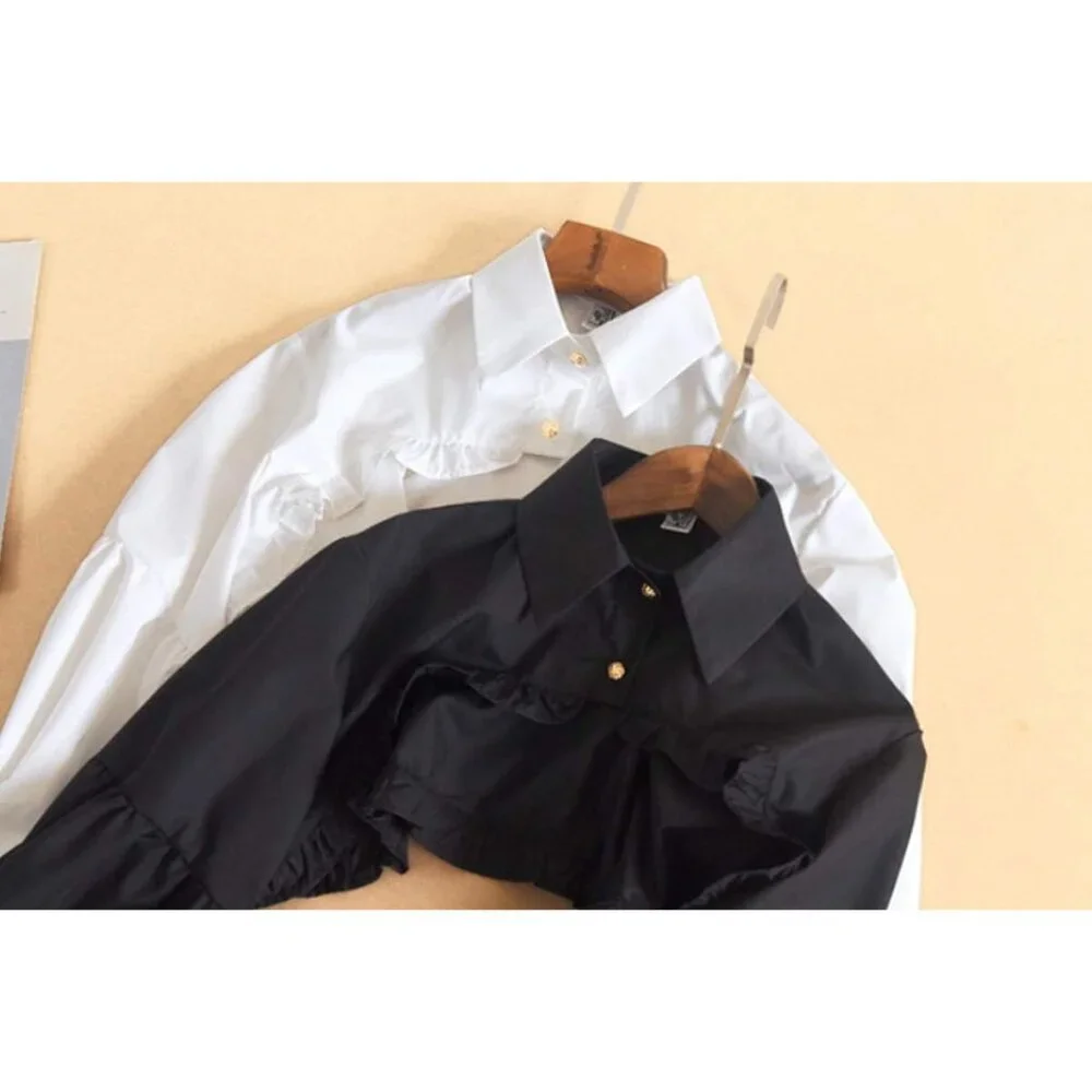 Women's Black Detachable Dickey Blouse False Collar Half Shirt Crop Top Blouse - Picture 5 of 5